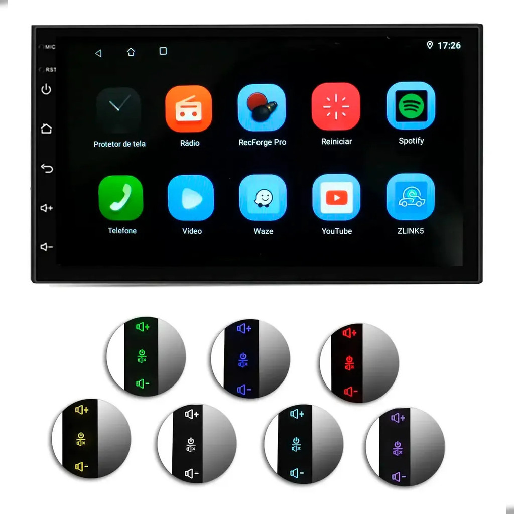 Multimidia 7 Polegadas Android 13 2 Din 4GB 64GB Bluetooth Entrada Câmera — imagem 2 de 2