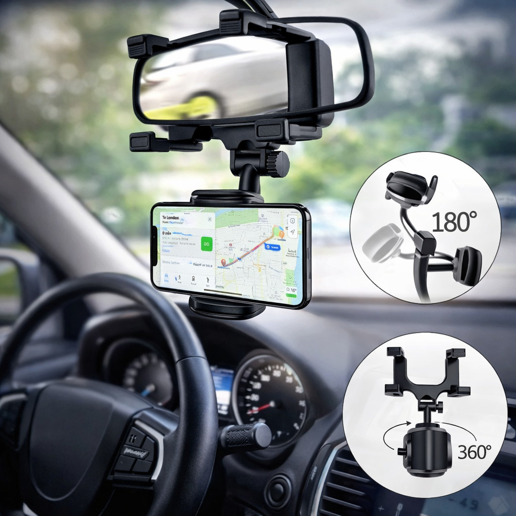 Suporte para Celular Retrovisor Extensível 360º | Giro Ajustável Smartphone
