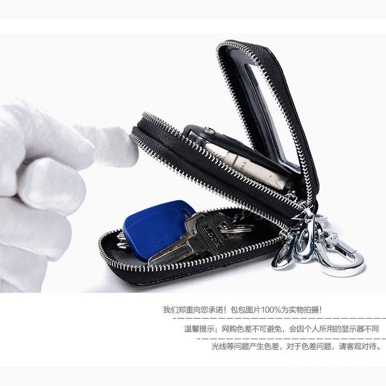 Bolsa de Chaves com Padrão de Crocodilo para Homens, Bolsa de Chaves de Carro Multifuncional de Couro Genuíno com Zíper,