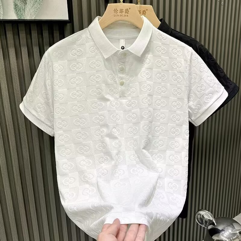 Camisa POLO de manga curta Jacquard meia manga roupas