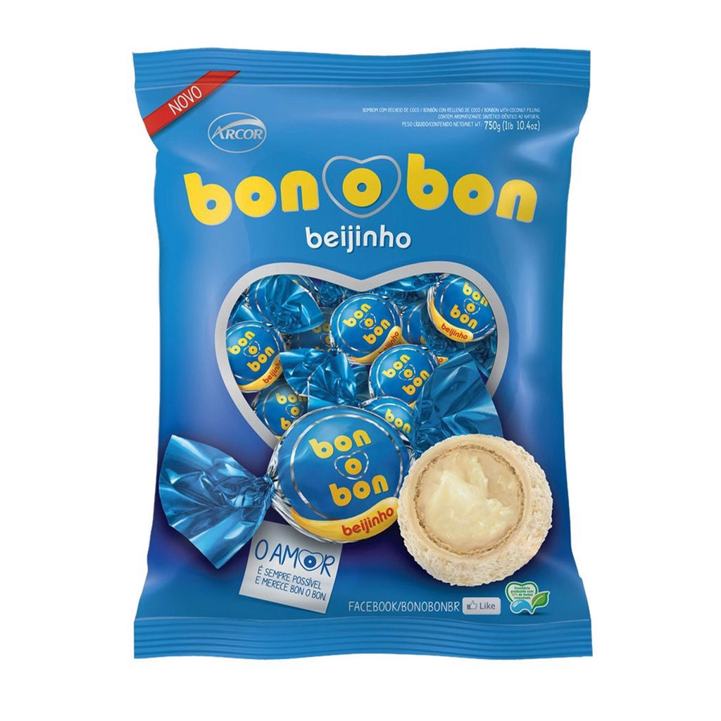 Bombom Bonobon Beijinho Arcor 30un 15g Delicioso Recheio de Coco