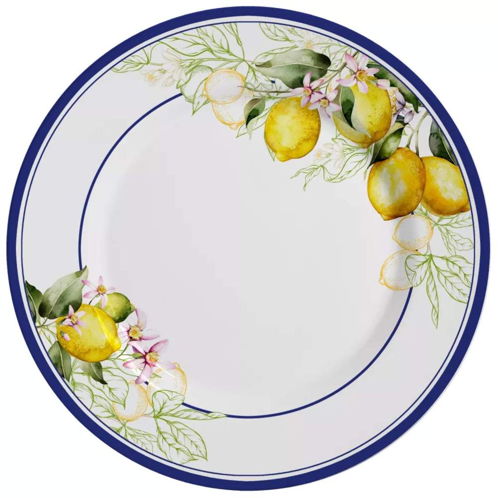 Conjunto 6 Pratos Raso Refeição Branco Limão Sorrento Cerâmica Alleanza