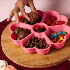 Petisqueira Fondue Box Flor De Corações Rosa Candy