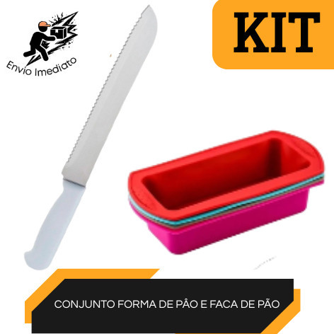 Conjunto Forma de Pão de Silicone e Faca de Pão Aço Inoxidável Forma de Bolo e Facas para Cozinha Profissional