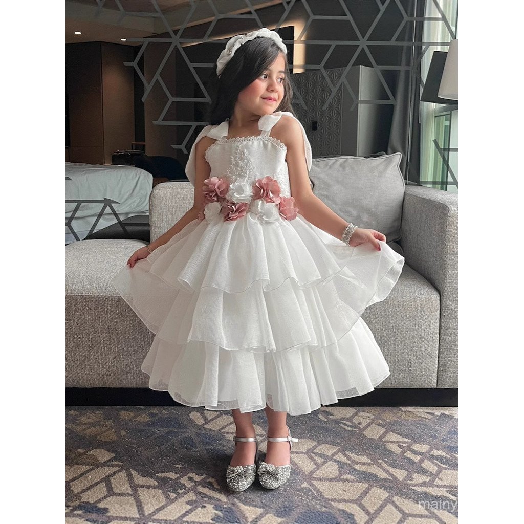 Meninas vestido de verão 2025 novo estilo moda crianças vestido de princesa inchado gaze vestido feminino vestido de ani