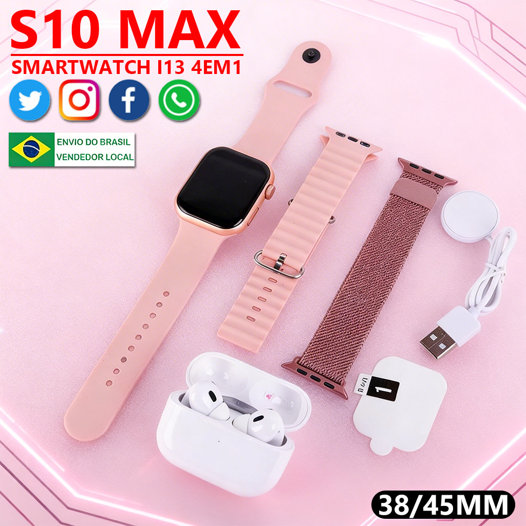 2026 Smartwatch Original WATCH10+ 4 em 1 com Fone Bluetooth, Chamada, Medidor de Pressão e Resistente à Água