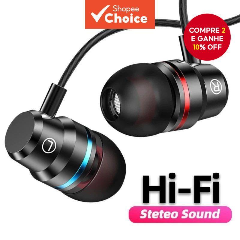 Fones de ouvido com fio, fones de ouvido de 3,5 mm, fones de ouvido HiFi com grave, à prova d'água, intra-auriculares,