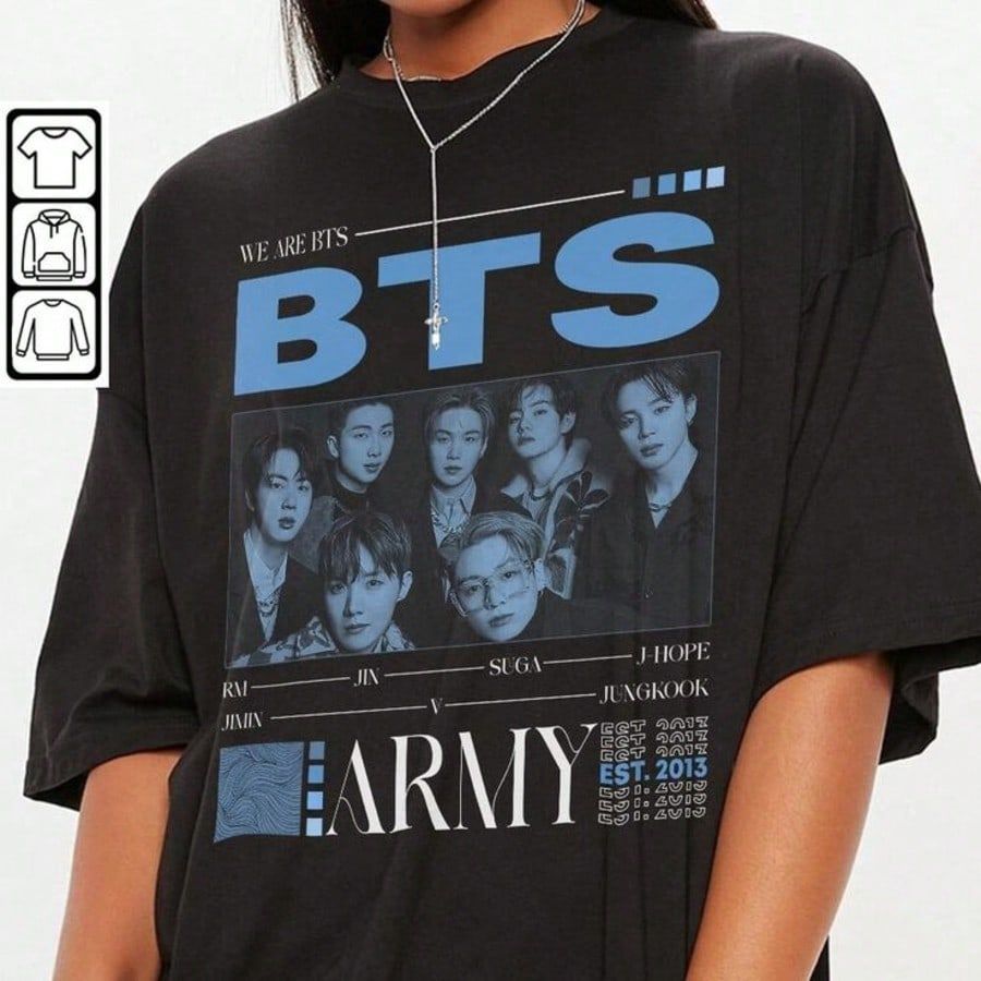 「BR.Moonlight」Camiseta Feminina BTS Letter Print Kpop Estampa Moderna Divertida Confortável Moda Casual