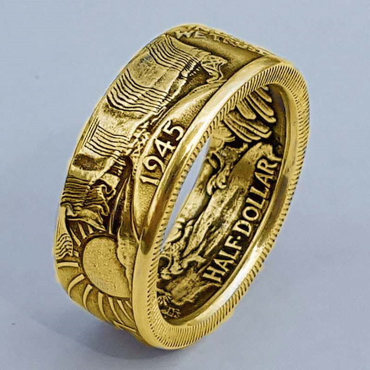 Venda quente transfronteiriça moeda única Morgan 1945 anel de liga masculino feminino estilo vendas diretas da fábrica