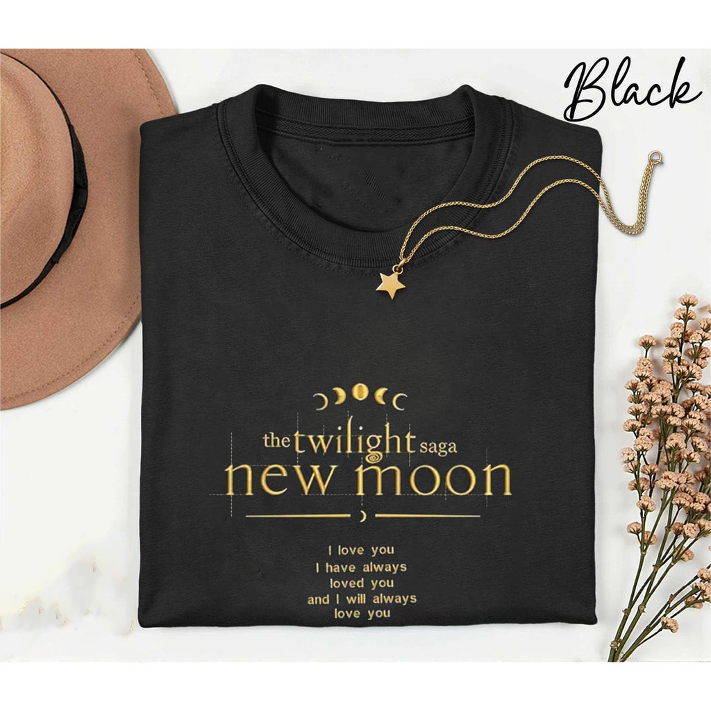 [Camiseta Premium em Algodão Puro]SISI Camiseta Feminina Twilight New Moon Frase de Amor T-shirt Unissex Streetwear
