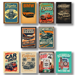 Kit 10 Placas Quadros Decorativos MDF Carros Vintage Retrô em Oferta na Shopee