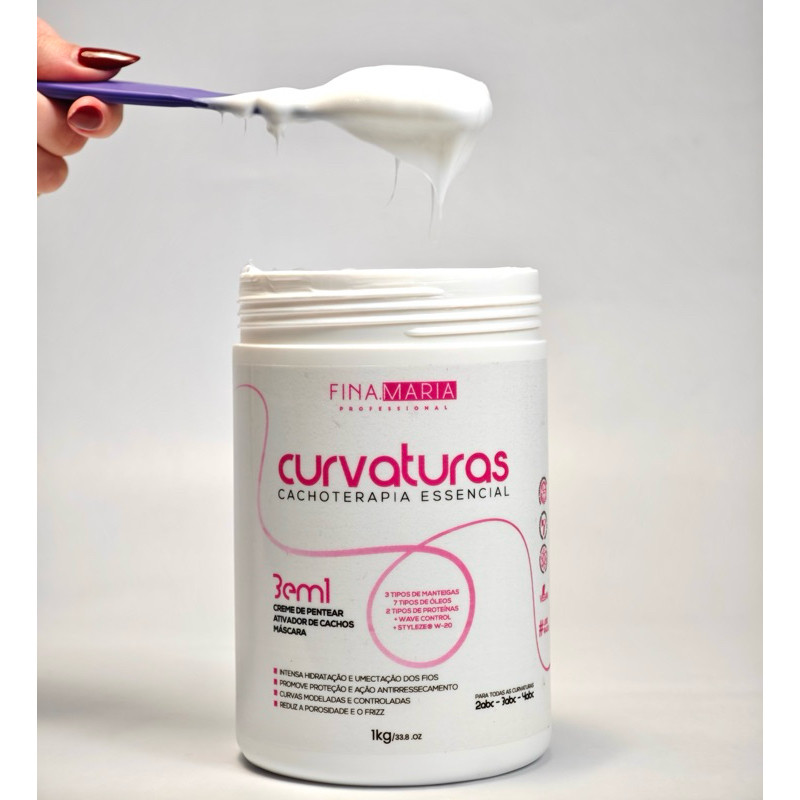 SUPER CREME PARA PENTEAR ATIVADOR DE CACHOS | ANTIFRIZZ E NUTRIÇÃO | FINA MARIA