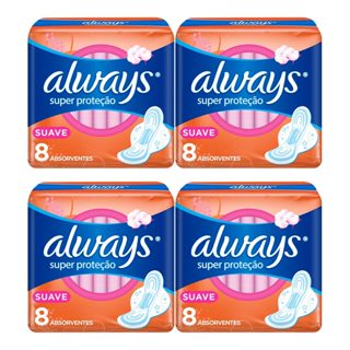 Kit 4 und Absorvente Always Super Proteção Suave abas  8 und em Oferta na Shopee