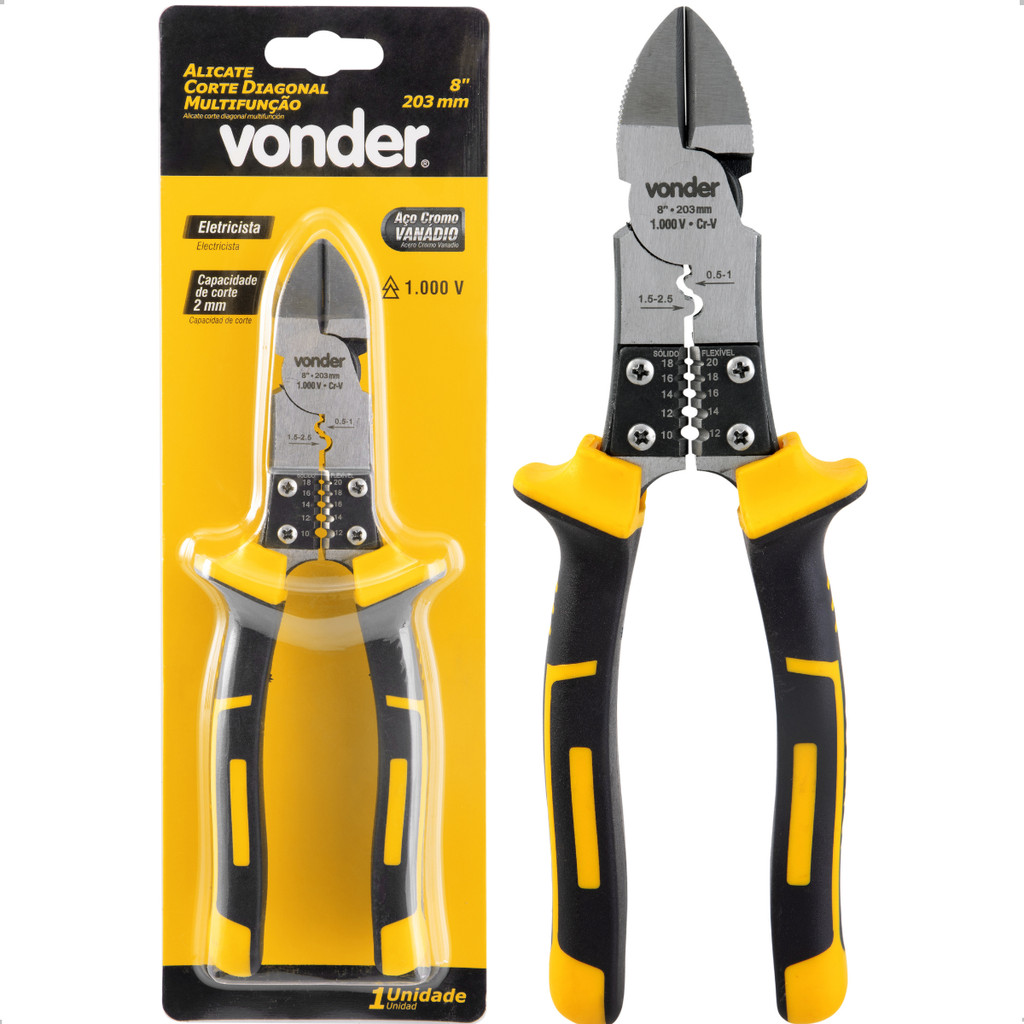 Alicate de Corte Diagonal 8" Multifuncional Vonder