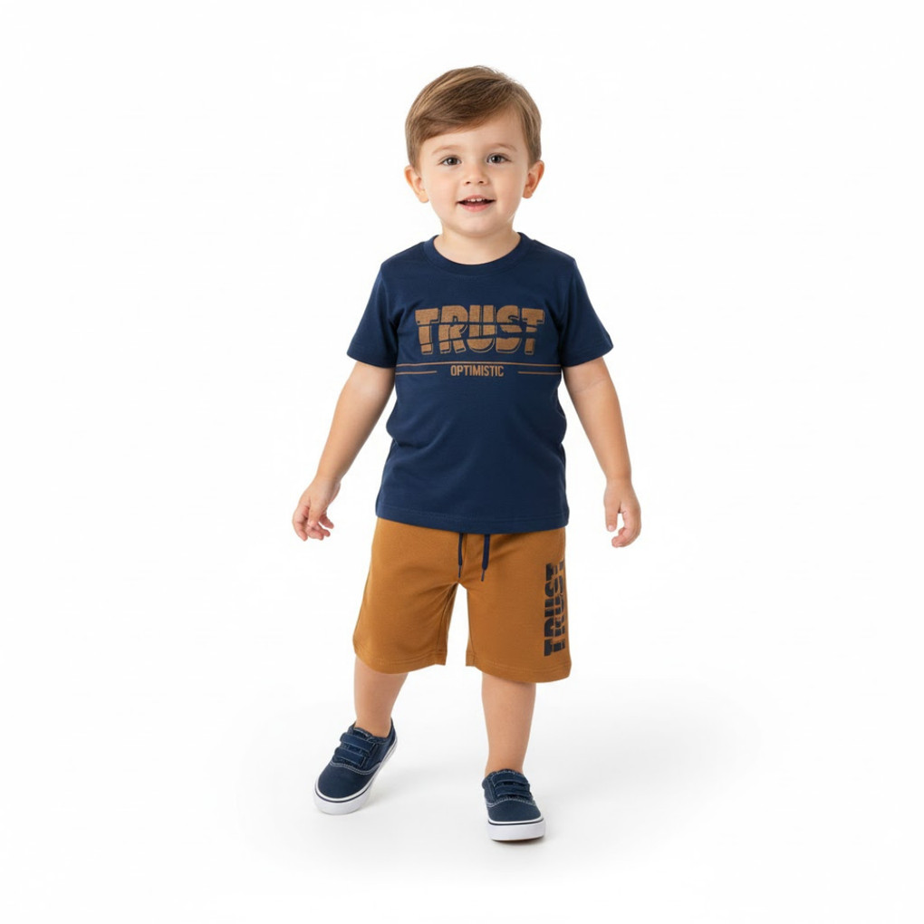 Conjunto Bebê Menino com Estampa Estampado Arrumadinhos Verão Algodão com Camiseta e Shorts roupa