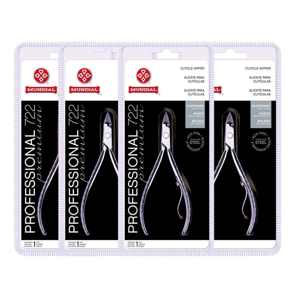 Kit Alicate de Cutícula Mundial Inox 722 Cabo Curto 4 Unidades em Oferta na Shopee