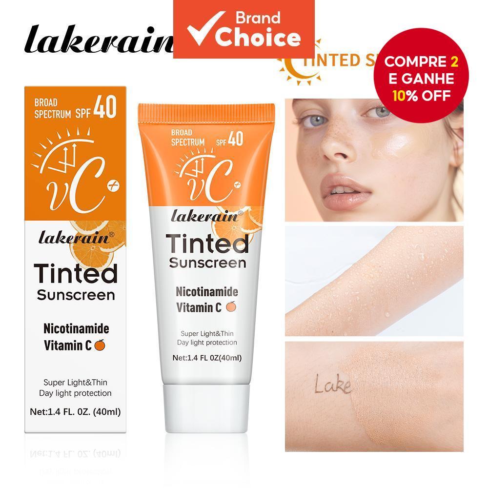  Lakerain Protetor Solar Hidratante Tonalizado com FPS 40 Proteção da Pele, Creme de Maquiagem Refrescante, Proteção