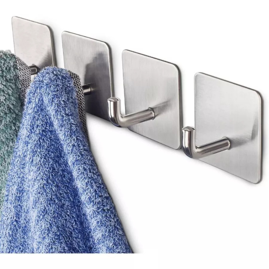 Kit 12 Ganchos Inox Prata Adesivo 3m Cabide De Parede Autocolante WL-2375