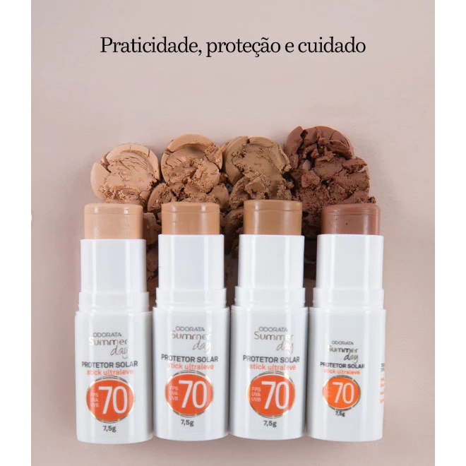 Protetor Solar Bastão Stick Ultraleve  FPS 70 com Cor 7,5g