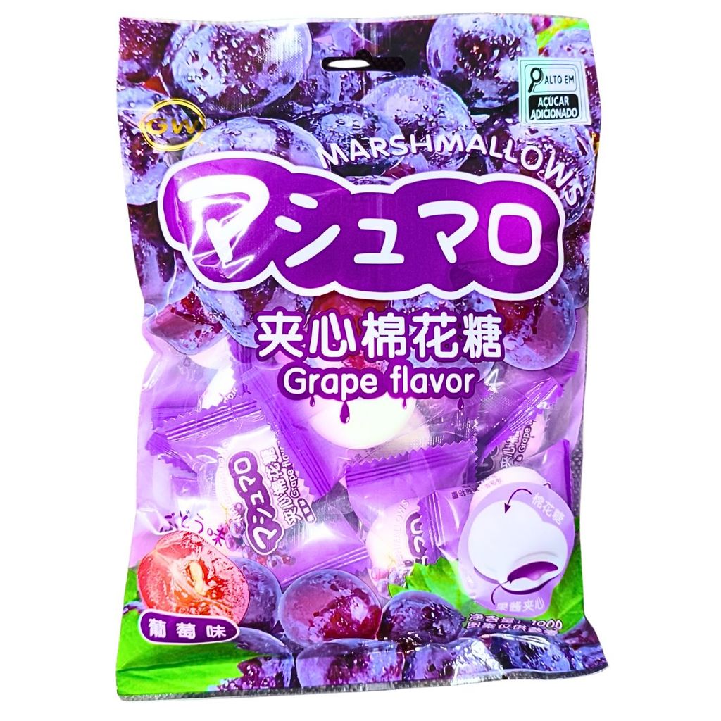 MARSHMALLOW RECHEADO MORANGO UVA BLUEBERRY CHOCOLATE 100g