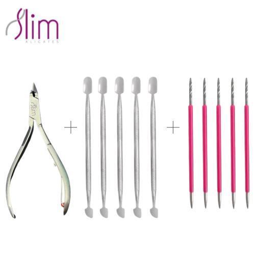 Kit Combinação Perfeita 11 pecas - Manicure Podologia (5-105 , 5-205) + Alicate Profissional Slim Alicates