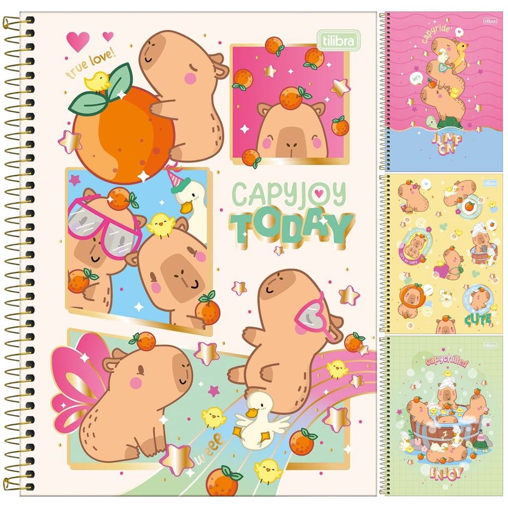 Caderno Universitário Capyclub TILIBRA Capa Dura ESPIRAL - 10 Matérias 160 Folhas em Oferta na Shopee