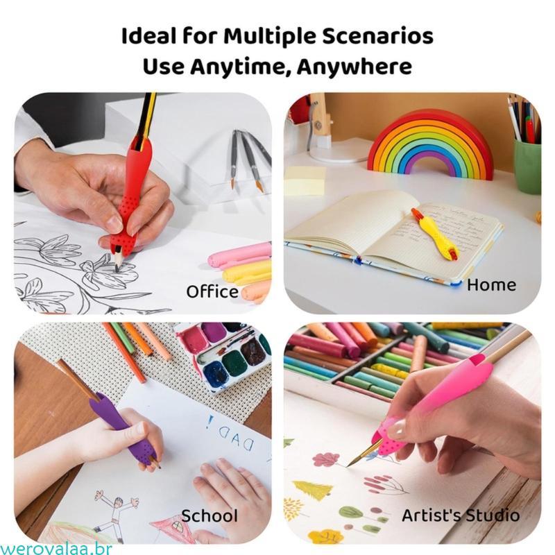 Weroyala Silicone Caneta Aperto Para Criança Adulto Ergonômico Escrita Ajuda Canhotos Destros