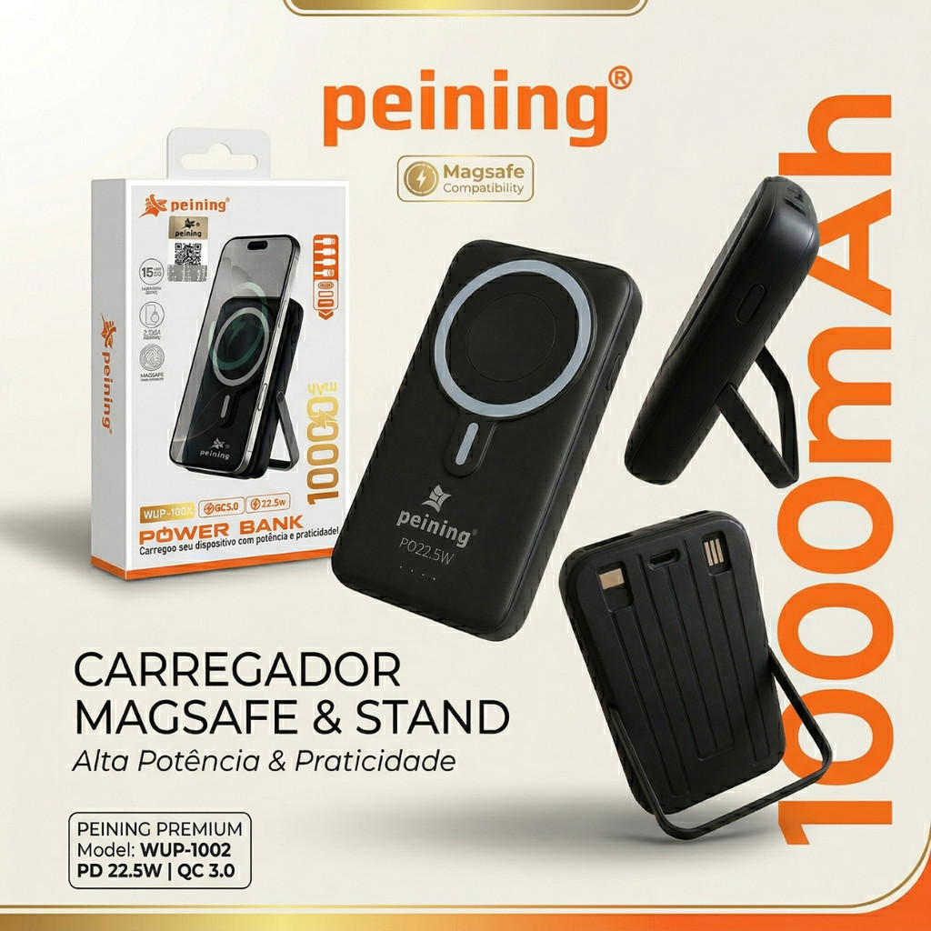 Power Bank Peining 10000mAh Original Carregador Portátil Turbo