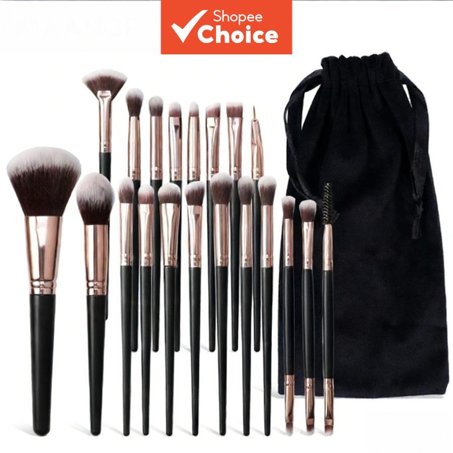Conjunto De Pincéis De Maquiagem De 20 Peças : Kit De Ferramentas De Beleza Multifuncional Com Bolsa De Fibra Macia , Pr