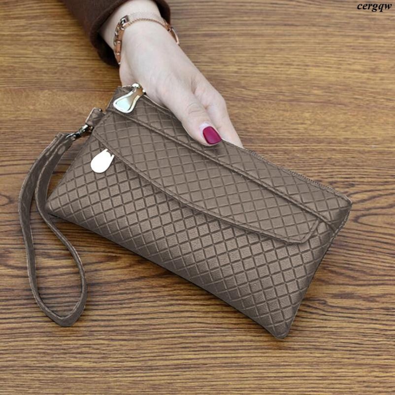 Moda PU Couro Mulheres Carteira Embreagem Bolsa Telefone Bolso Moeda Caso IO