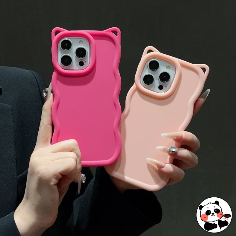 Capa De Telefone Com Ondas 3D Orelhas De Gato Para Samsung Galaxy A37 A36 A26 A35 A25 A34 A24 A33 A23 A32 M32 M23 A31 A3