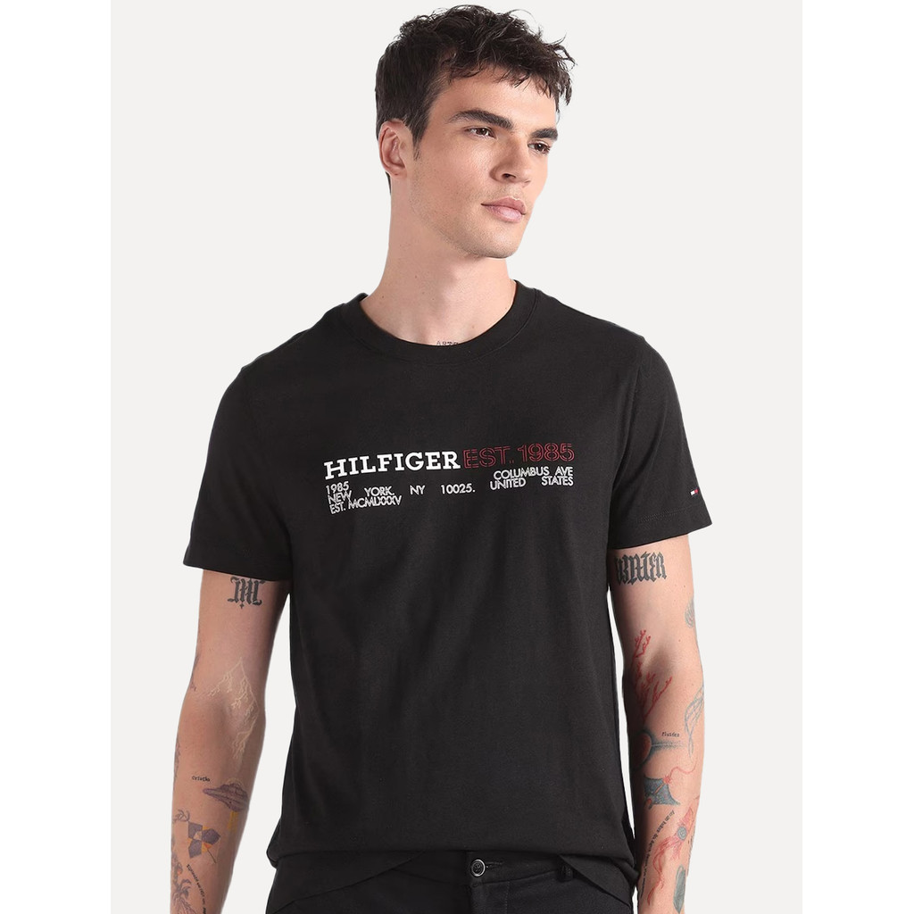 Camiseta Tommy Hilfiger Original Masculina Monotype 1985 Logo Preta