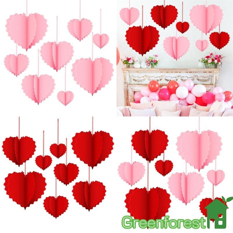 greenfor 8 Peças Dobrável Coração Pendurado Ornamento Para Aniversário Casamento