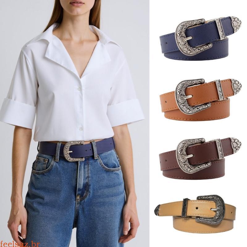 feelsaz Cinto Estampa, Corrente Para Cowboy Cowgirl, Elegante, Fivela Quente, Retrô Cin