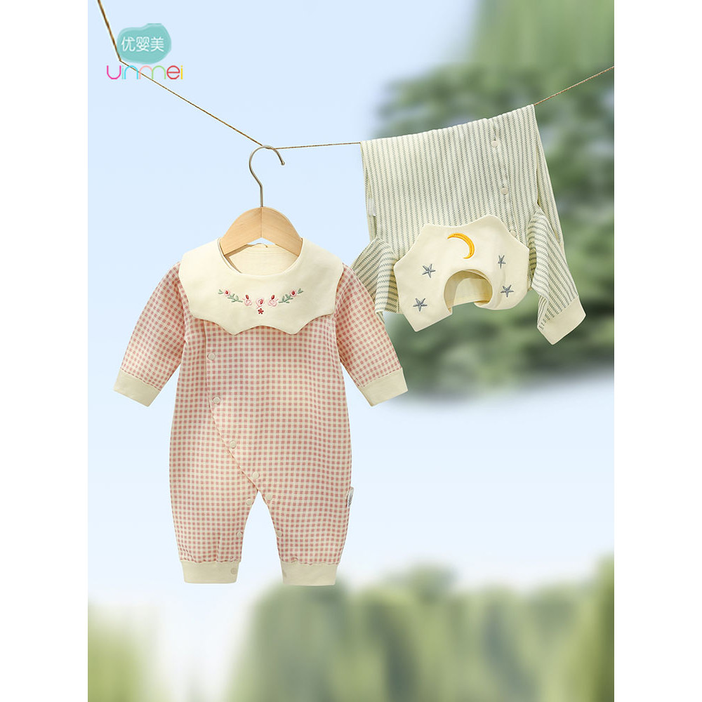 Feminino bebê roupas de uma peça roupas de bebê recém-nascido Outing roupas primavera outono roupas de manga comprida re