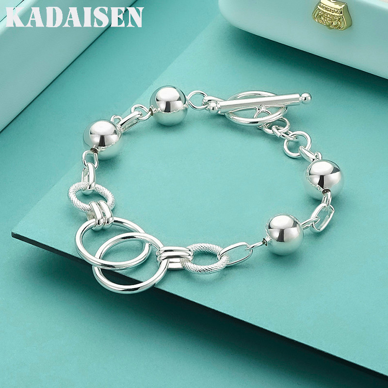 Novo 925 Prata Esterlina Pulseiras Feminino Selvagem Criativo Círculo Contas Corrente Moda Senhora Festa De Casamento Jó