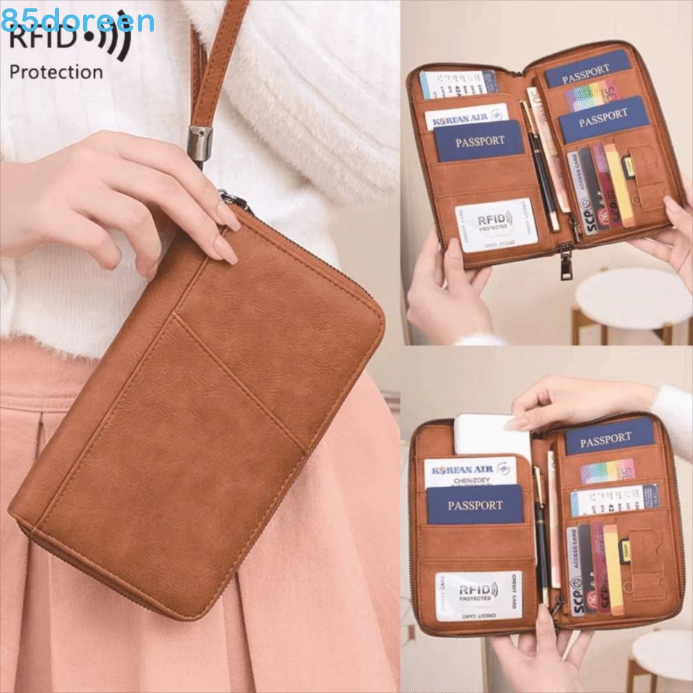 Carteira Com Clipe Para Passaporte DOREEN1 , Porta-RFID De Couro PU Bloqueio De , Bolsa Documentos De Viagem À Prova D'á