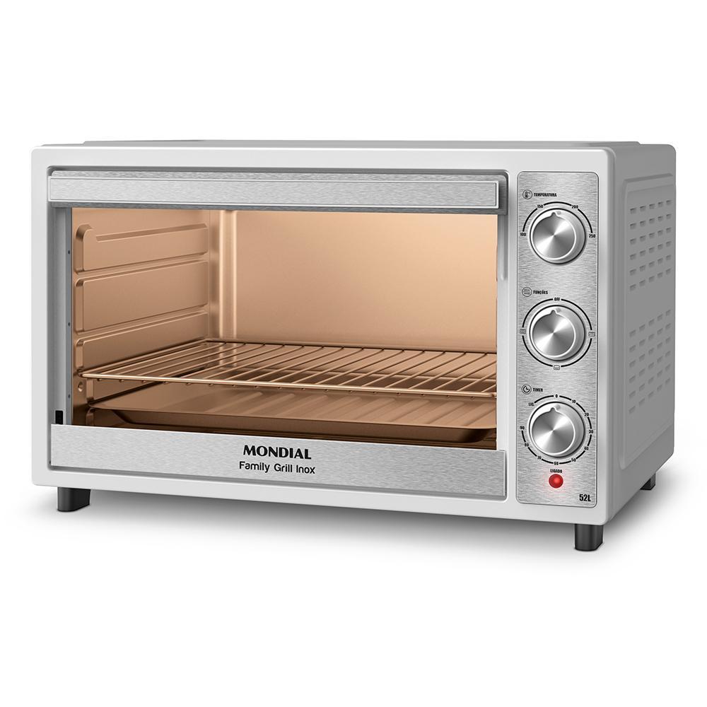 Forno Elétrico 52L Family Grill Inox Mondial Branco/Inox 1800W - FRN-52-WI
