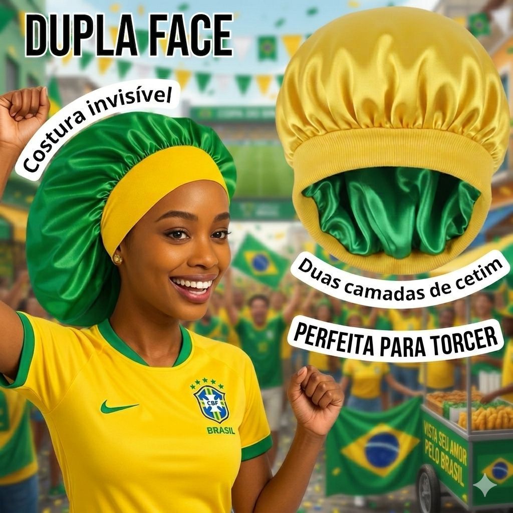 Touca de Cetim Dupla Face Duas Camadas com Faixa para Cabelos Grandes Ant Frizz