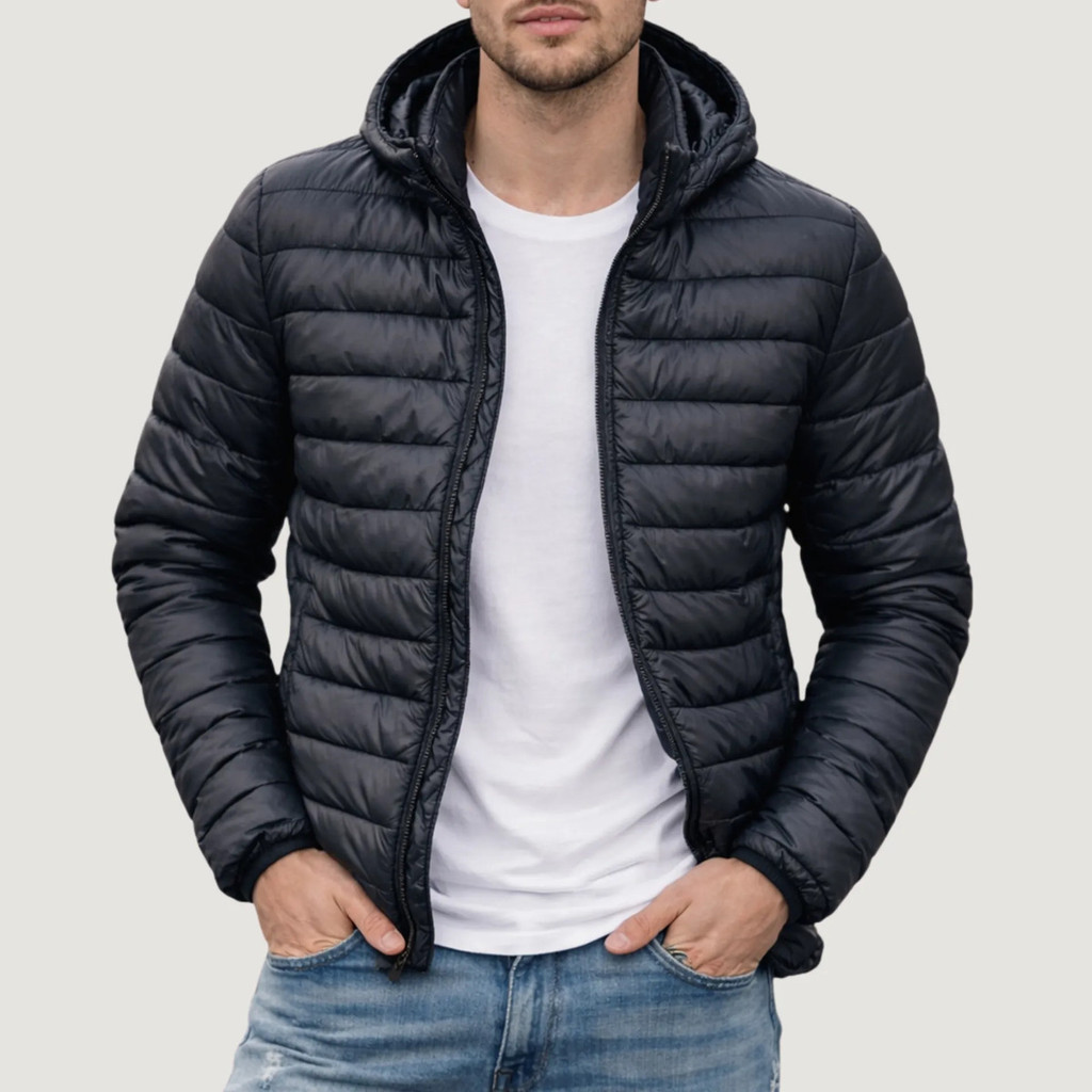 Jaqueta Puffer Masculina P ao G2 Inverno Bombojaco Térmica Com Capuz