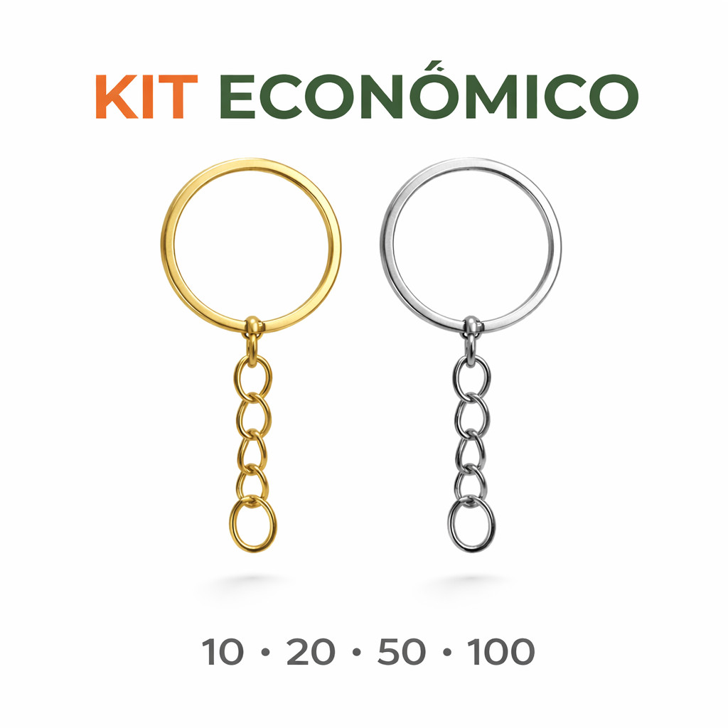 Mosquetão Chaveiro Metal Kit Econômico 10 20 50 100 Unidades Prata Dourado