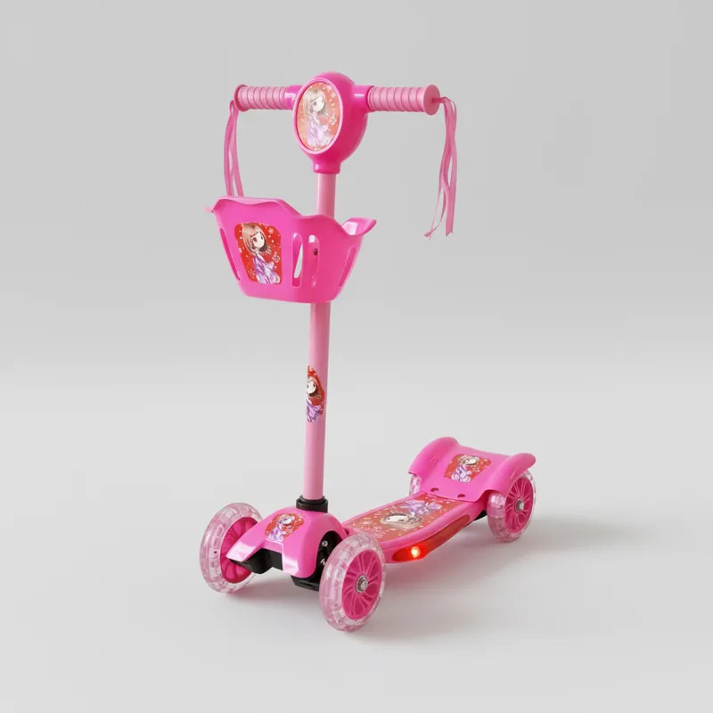 Patinete Infantil 3 Rodas Luz Som Dobrável Seguro Criança Altura Ajustável Diversão Passeio