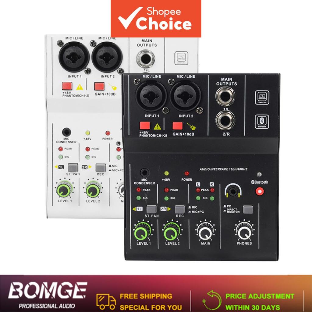 BOMGE Q-12M Mesa de Mistura Compacta Console de Áudio Amplificador USB Adaptador Hub Phantom Pro 48V
