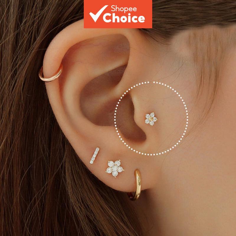 Mini Flor Piercing de Orelha Descartável Brinco de Nariz Trava Unissex Joias Antialérgicas que Não Escurecem Presente