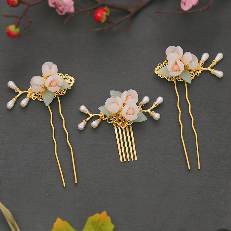 Estilo antigo Hanfu hairpin acessórios traje antigo acessórios de cabelo feminino cocar pente de cabelo borla hairpin Su