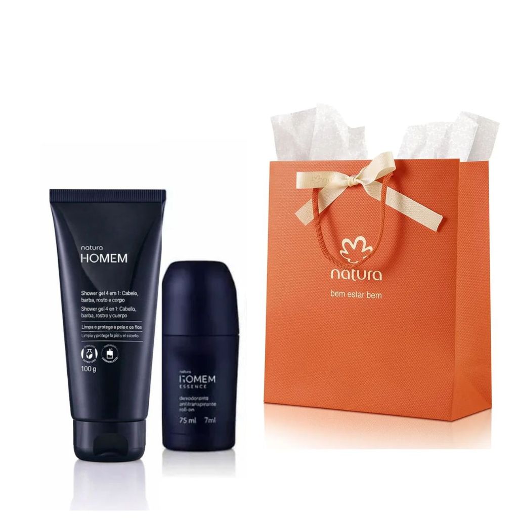 Kit Presente Dia dos Pais Natura Homem Essence Shower Gel + Roll-On (2 Itens)