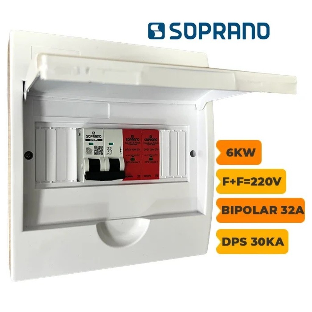 Quadro CA de Distribuição Bipolar 32A Com DPS 30kA 275V