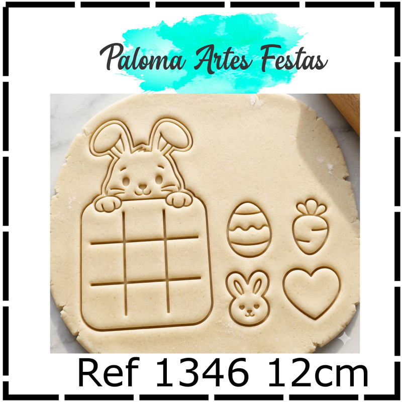 Cortadores de Biscoito Feliz Páscoa Jogo da Velha Tabuleiro 12cm pasta america biscuit