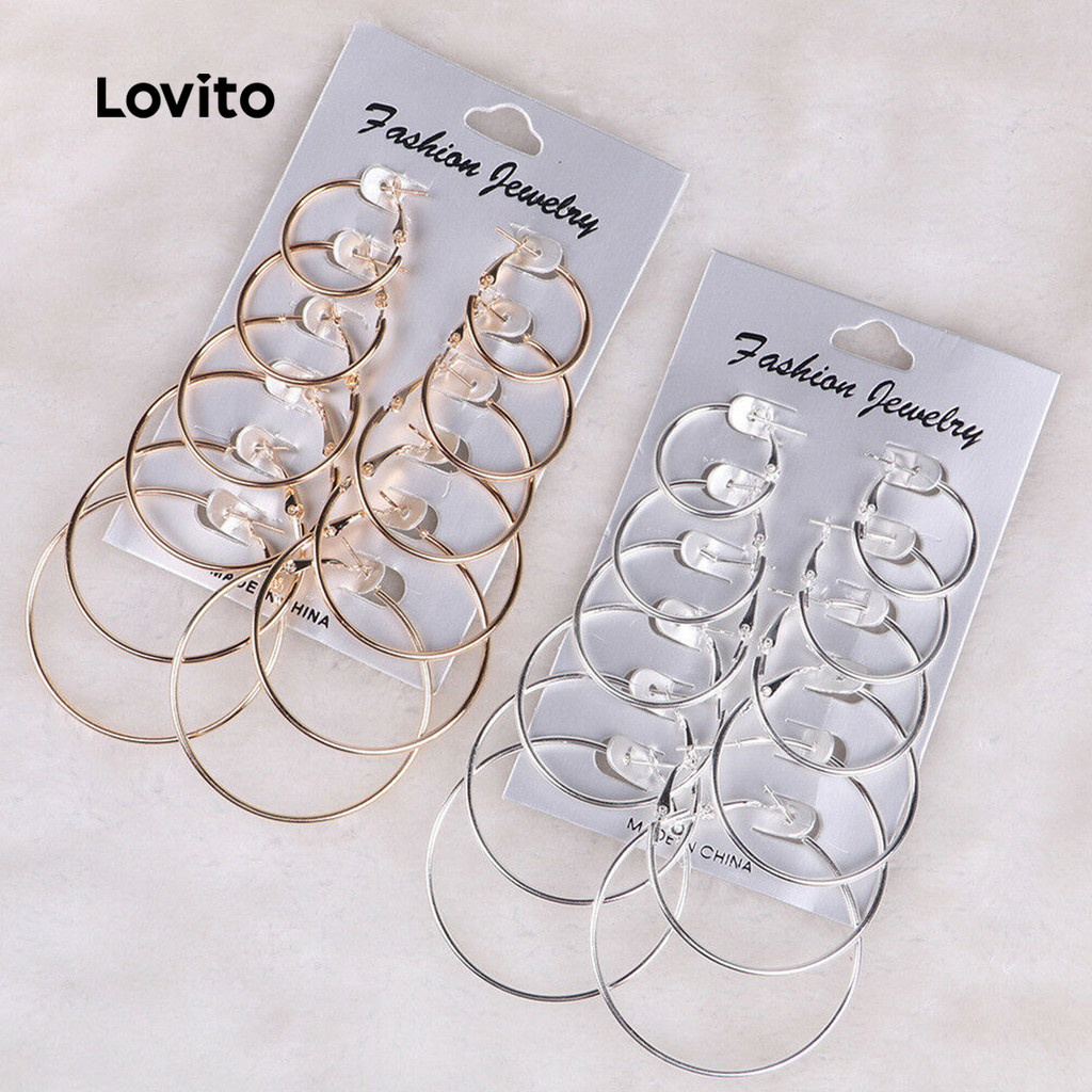 Lovito Estilo Versátil Brincos LCS31A336 em Oferta na Shopee