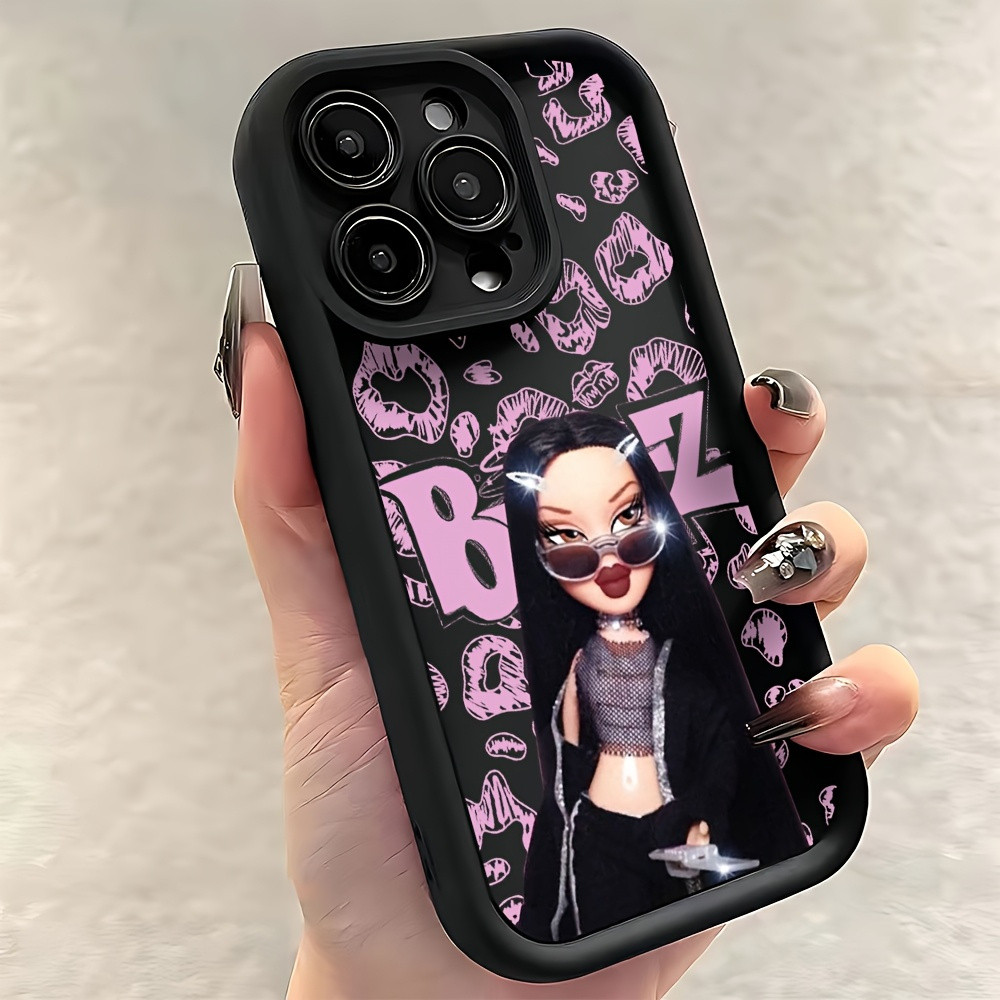 Capa Macia Anti-impacto Boneca Nervosa Rosa Preto Para Motorola E13 G04 G24 G04S G14 G22 G30 G10 G20 G34 G53 G54 G84 Cas